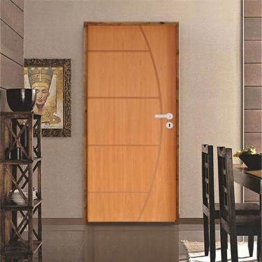 Imagem de Kit Porta De Madeira 210X92Cm Batente 11Cm Fechadura Stilo Cromada Interna 6 Imbuia