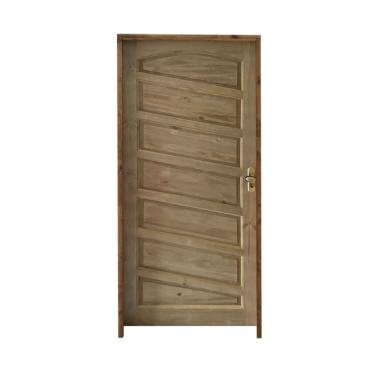 Imagem de Kit Porta De Madeira 210X82Cm Batente 11Cm Fechadura Stilo Cromada Mirabela Pinus