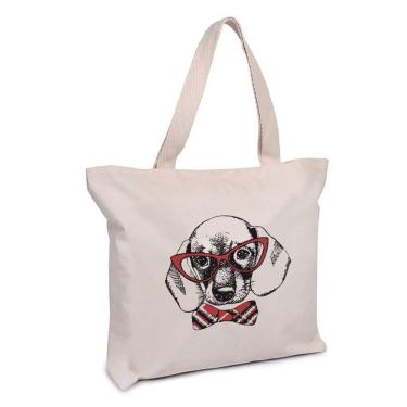 Imagem de Sacola Ecobag Personalizada Algodão 100% Reciclado - "cachorro De Gravata"
