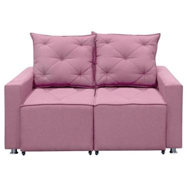 Imagem de Sofá Retrátil 2 Lugares Bariloche 1.50cm Star Confort Rosa Linho