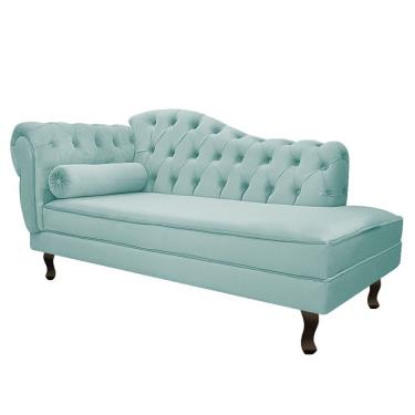 Imagem de Divã Recamier Diana Lado Direito 120 Cm Suede Adj Decor Azul Tiffany