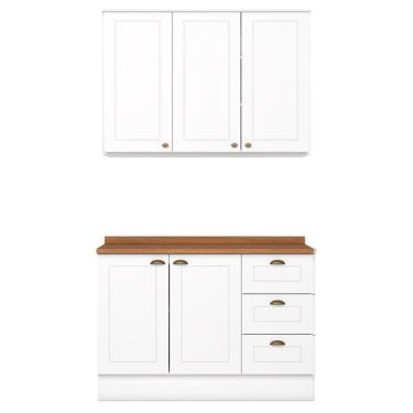 Imagem de Armario Aereo e Balcao 120cm Ce169 Americana Branco Nature Henn