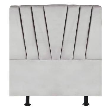 Imagem de Cabeceira Estofada De Cama Casal Box 140 Cm Malu Suede Cinza Claro