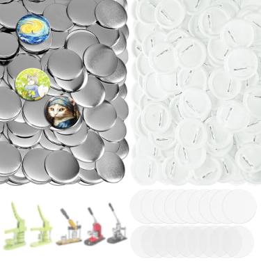 Imagem de KUNTAERY 100 Conjuntos De Suprimentos Para Fabricantes Botões 3", Peças Redondas 75 Mm Com Tampas Metal, Pinos Plástico, Filme Transparente E Papel Em Branco, Perfeito Prensa Mecânica
