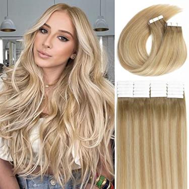 Imagem de Lacer Aplique De Cabelo Brown Com Fita Para Mechas, 18" #8 Balayage Claro #12 Loiro Dourado Misto #60 Pele Platinada, Trama Humana, 50G Por Pacote, 20 Unidades