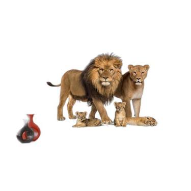 Imagem de Papel De Parede Animais Leão Família Filhotes 3,5M Anm532 - Você Decor