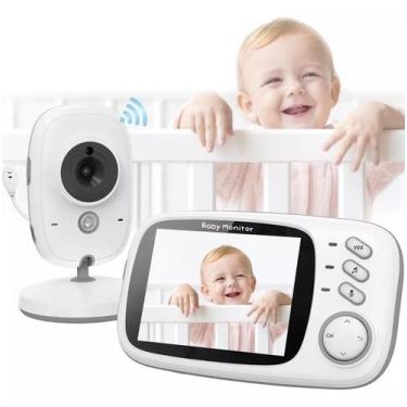 Imagem de Camera Babá Eletrônica Infantil Visão Noturna Monitor LCD 3,2 Full HD 