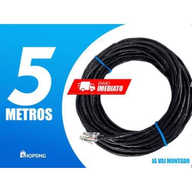 Imagem de Cabo De Rede Internet Profissional PRETO 5 Metros Crimpado - SHOPDNG