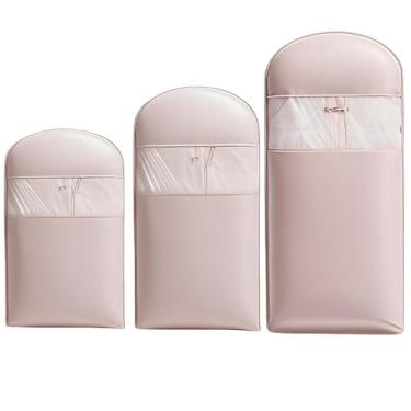 Imagem de 3 PCS Saco de vestuário suspenso com fecho de autocompressão, saco de armazenamento de compressão para baixo à prova de poeira para casacos Cobertores, camisolas, tamanho S + M + L " (Rosa)