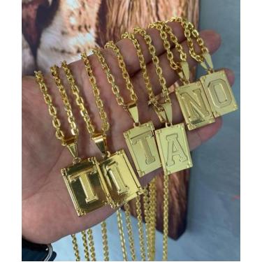 Imagem de Cordão cadeado 4mm 70cm Pingente de letra - Bpjoias 