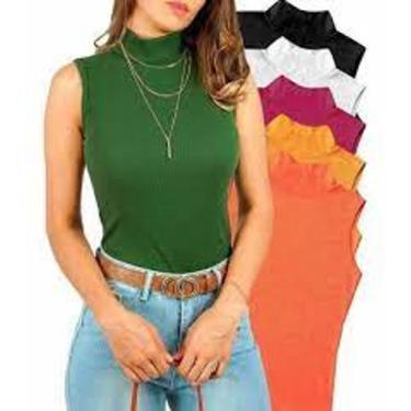 Imagem de Blusa feminina canelada gola alta cavada sem bojo - filo modas, Dourad