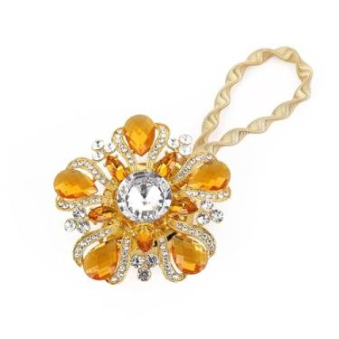 Imagem de FURIJING Grampos De Cortina Magnéticos, Prendedores De Cortina De Janela Com Flores Brilhantes, Fivelas De Retenção, Clipes De Amarração, Suportes De Cortina Com Corda De Arame De Mola Elástica Para D