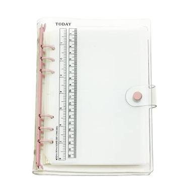 Imagem de Organizador pessoal A6 A5 com capa de PVC colorida de 6 furos com fecho de botão de pressão, pasta de arquivo para caderno de folhas soltas (coral de açúcar, combo A5)