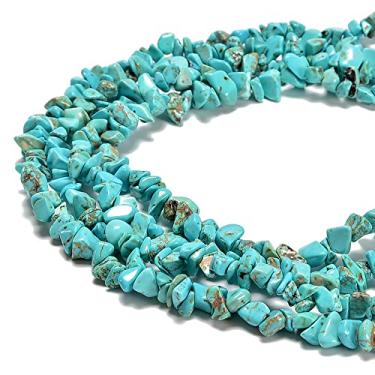 Imagem de jodaying 7-8 mm Natural Verde Turquesa Pedra Preciosa Lascas Soltas Semi Preciosas para Fazer Joias DIY Artesanato Artesanal Suprimentos 1 Fio por Saco Aproximadamente 86 cm