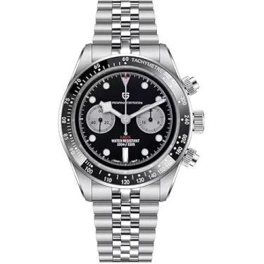 Imagem de RollsTimi Pagani Design PD1718 Relógio cronógrafo masculino VK64 Movimento de quartzo Meca, cristal de safira, impermeável 100 m, relógio esportivo com mostrador panda de aço inoxidável., Preto - 2