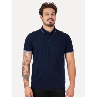 Imagem de Polo Dudalina Masculina Piquet Gola Frisos Degrade Azul Marinho, S/P
