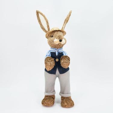 Imagem de Coelho De Páscoa Decoração em Palha Coelhinho de Chapéu 60cm