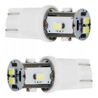 Imagem de Par Lampada Pingao T10 Tipo Torre 6 Leds Esmagada 1.8w Branco