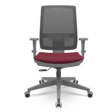 Imagem de Cadeira Brizza Diretor Grafite Tela Preta Assento Poliester Vinho Base