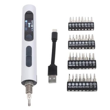 Imagem de Mini Chave de fenda elétrica Torque ajustável de alta precisão 32 em 1 kit de chave de fenda recarregável para reparo de telefone Câmera de relógio e eletrônicos projetos DIY (Prata)