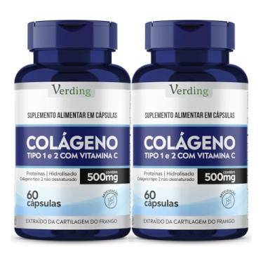 Imagem de 2x Colageno Tipo 1 E 2 Com Vitamina C 60 Cápsulas - Verding