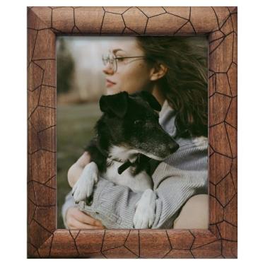 Imagem de Molduras de madeira 20 x 25 cm, com textura rachada gravada a laser, moldura rústica marrom 20 x 25 cm, decoração de fazenda ou parede