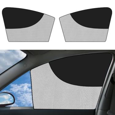 Imagem de Hovom 2 peças de persianas de janela de carro, 50 cm × 48 cm, tela blackout magnética de janela de carro com meia sombra, persianas de janela lateral automática bloqueiam o calor e os raios UV brilho
