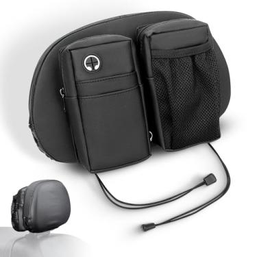Imagem de FOVPLUE Bolsa de armazenamento organizadora de encosto para motociclista, bolsa traseira de assento de motocicleta para modelos Harley '09-UP com encosto de motorista, para CVO Dyna Softail Sportster