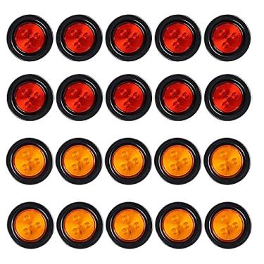Imagem de Astra Depot 20 peças de luzes LED redondas de 6,35 cm para caminhonete – 10 cauda de freio vermelha + 10 lâmpadas de seta com marcador lateral âmbar – Impermeável 12V universal para RV, Semi, UTV