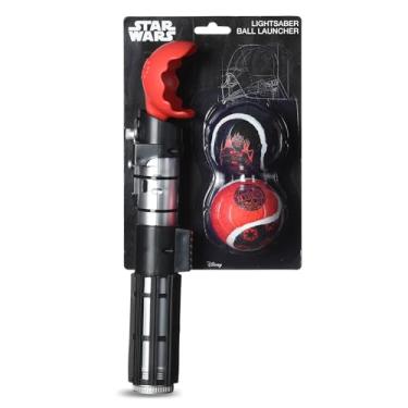 Imagem de STAR WARS Lançador de bolas de sabre de luz para cães para animais de estimação – Lançador de bola retrátil para cães com tema Darth Vader com bolas de tênis, lança até 30 metros