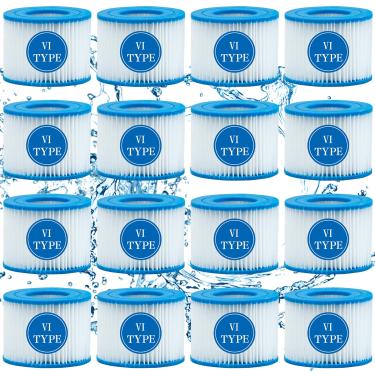 Imagem de SXEIAV Filtro de spa tipo vi e cartucho de substituição de filtro de banheira de hidromassagem para filtros Coleman para banheira de hidromassagem inflável (pacote com 16)