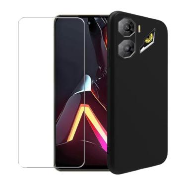 Imagem de WDMYLFTW Capa para ZTE Nubia Neo 3 + película protetora de tela de vidro temperado - capa protetora de TPU (preta)