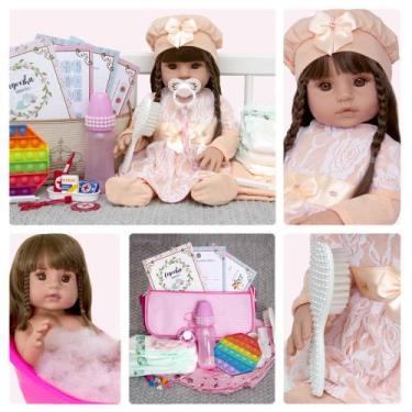 Imagem de Bebê Estilo Reborn 100% Silicone Menina com Acessórios - Cegonha Rebor