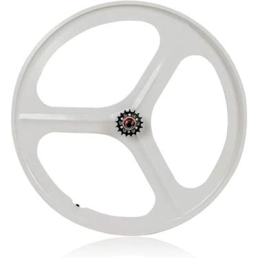 Imagem de Roda De Bicicleta De Bicicleta, Rodas De Engrenagem Fixa 700c, 26 Mtb Bike Mag Wheel Set 3 Spoke Rim Single Speed Front Rear Fixie Bicycle Wheels Track Wheel Clincher Type Bike Whe, Front Wheel White