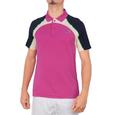 Imagem de Camisa Polo Lacoste Color Block Ultra Dry Tennis Rosa e Marinho-G