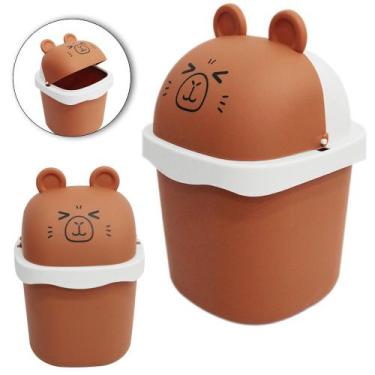 Imagem de Lixeira de Mesa de Plástico Quadrada com Tampa Capivara 1,5L  22x14,5c