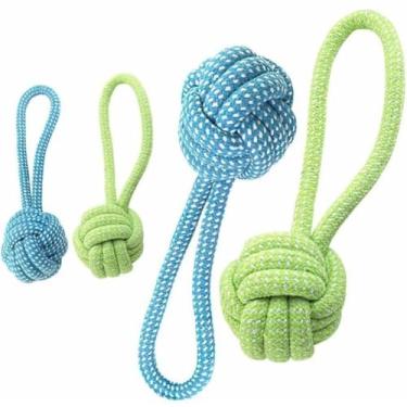 Imagem de Brinquedo Mordedor para Cachorro Pet Bola com Corda Resistente, Limpa Dentes, Interativo, Exercício (2)