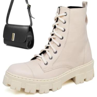 Imagem de Bota Tratorada Feminina Coturno Blogueiras Moda + Bolsa Transversal - 