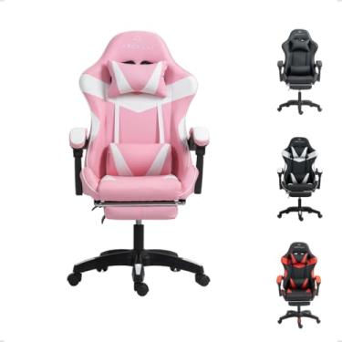 Imagem de Cadeira Gamer Escritório Arcalli Ergonômica Profissional Descanso de Pernas (Rosa)