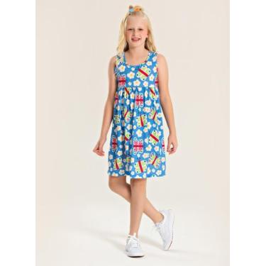 Imagem de Vestido Regata Verão Menina Azul Borboletas - Molekada, 2