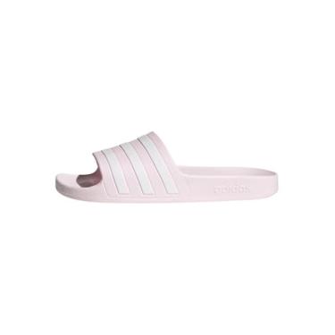 Imagem de adidas Sandália unissex Adilette Aqua Slide, Quase rosa/branco/quase rosa, 10.5 Women/9.5 Men