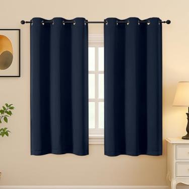 Imagem de Simplebrand Cortinas azul marinho para quarto de 153 cm de comprimento, conjunto de 2 painéis, cortinas com isolamento térmico para quarto de bebê, cortinas lisas e macias para tratamento de janela, L