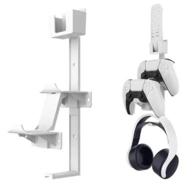 Imagem de Suporte De Parede Universal Para Controle E Fone De Ouvido Playstation 5 Ps4 Ps3 XBOX Series One Switch Branco