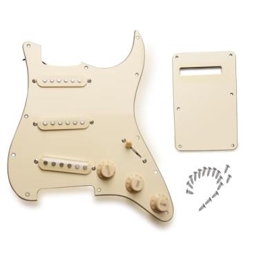 Imagem de Captadores SSS pré-carregados com fio, palhetas Alnico de bobina única de guitarra, conjunto de protetores de palheta de 3 camadas com interruptor de 5 vias, placa de arranhões para Fender Stratocaster