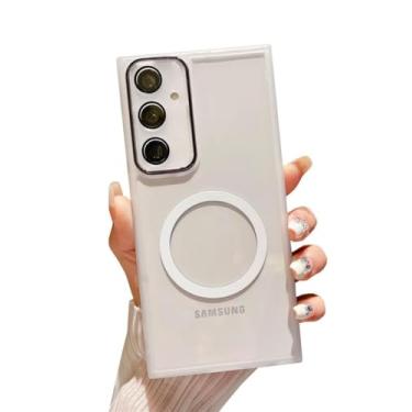 Imagem de Danglyld Capa magnética transparente compatível com Galaxy A56 5G [compatível com Magsafe] Capa protetora transparente fina TPU à prova de choque para lente de câmera para Samsung Galaxy A56 5G