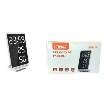 Imagem de Relógio De Mesa E Parede Digital Branco Lelong Le-2134 - Skin Zabom
