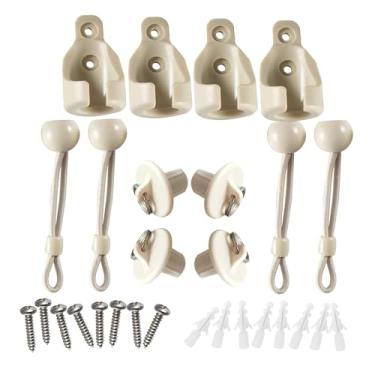 Imagem de Ｂｅｓｇａ Conjunto de 16 peças de cordas elásticas para cortinas e persianas, acessórios de fixação versáteis, kit de elástico, Branco