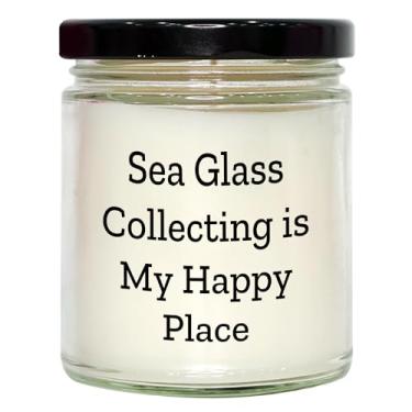 Imagem de Vela artesanal Sea Glass Collectors' Delight 255 g Vanilla Soy Presentes para Dia dos Namorados, presentes exclusivos do oceano para o lugar feliz do seu ente querido