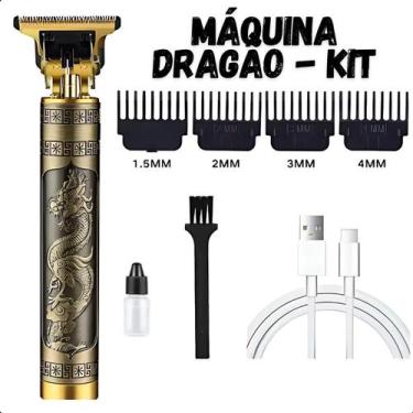 Imagem de Máquina de Cortar Cabelo  Profissional, Dragão Dourado, Para Cabelo e 