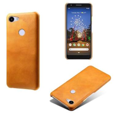 Imagem de Capa para Google Pixel 3A XL,Proteção contra quedas,Casca de volta de cor sólida simples,Design de couro de imitação de plástico-Orange